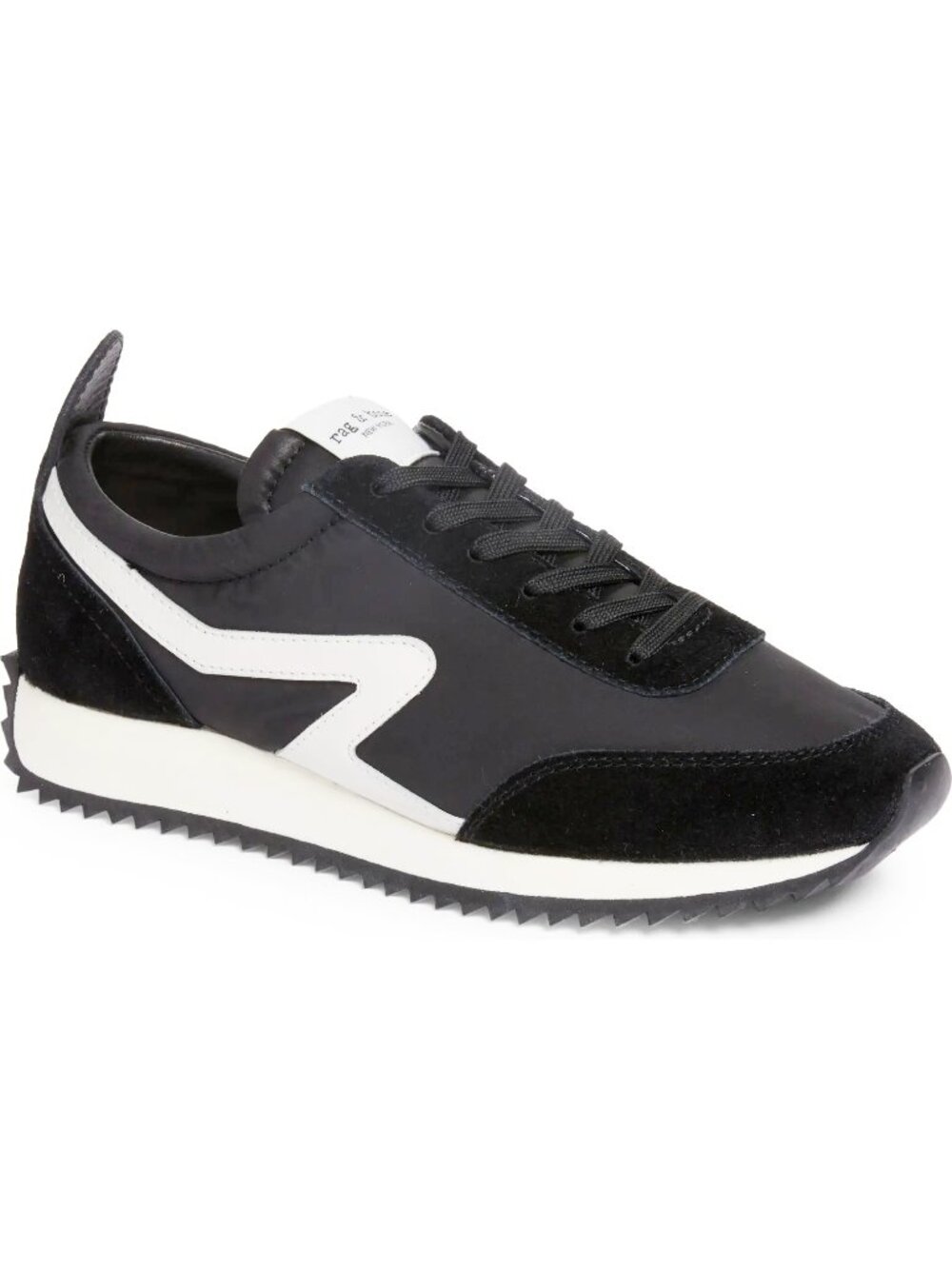 $280 RAG & BONE Retro Runner LOW TOP Sneaker BLACK SUEDE 38.5  (A3)